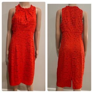 Trina Turk orange lace high neck Sally shift dress Womens 8